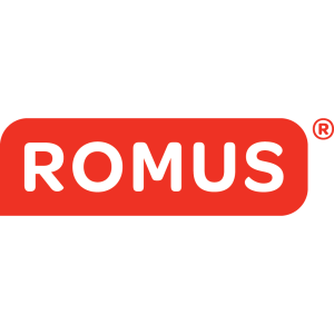 Romus logotipas prie giljotina grindjuosčių supjovimui